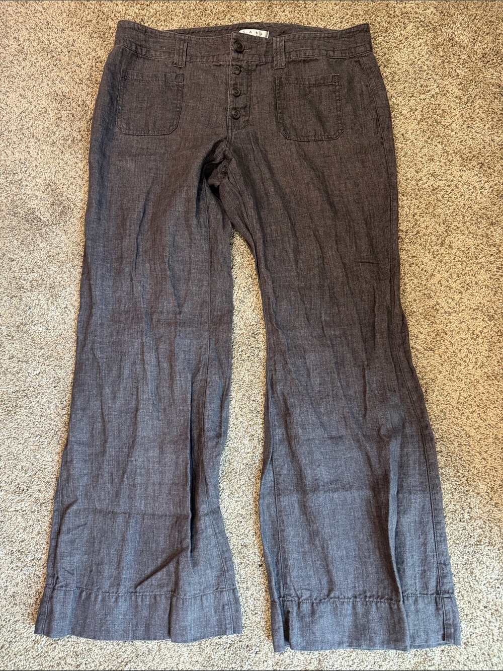 CAbi Wide Leg Linen Pants in Charcoal Gray 16